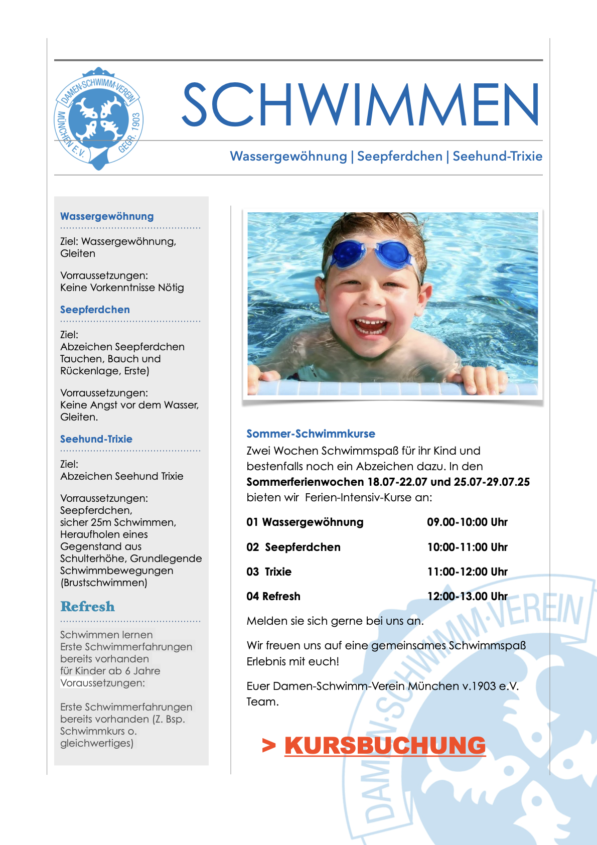 Ferien Schwimmkurse